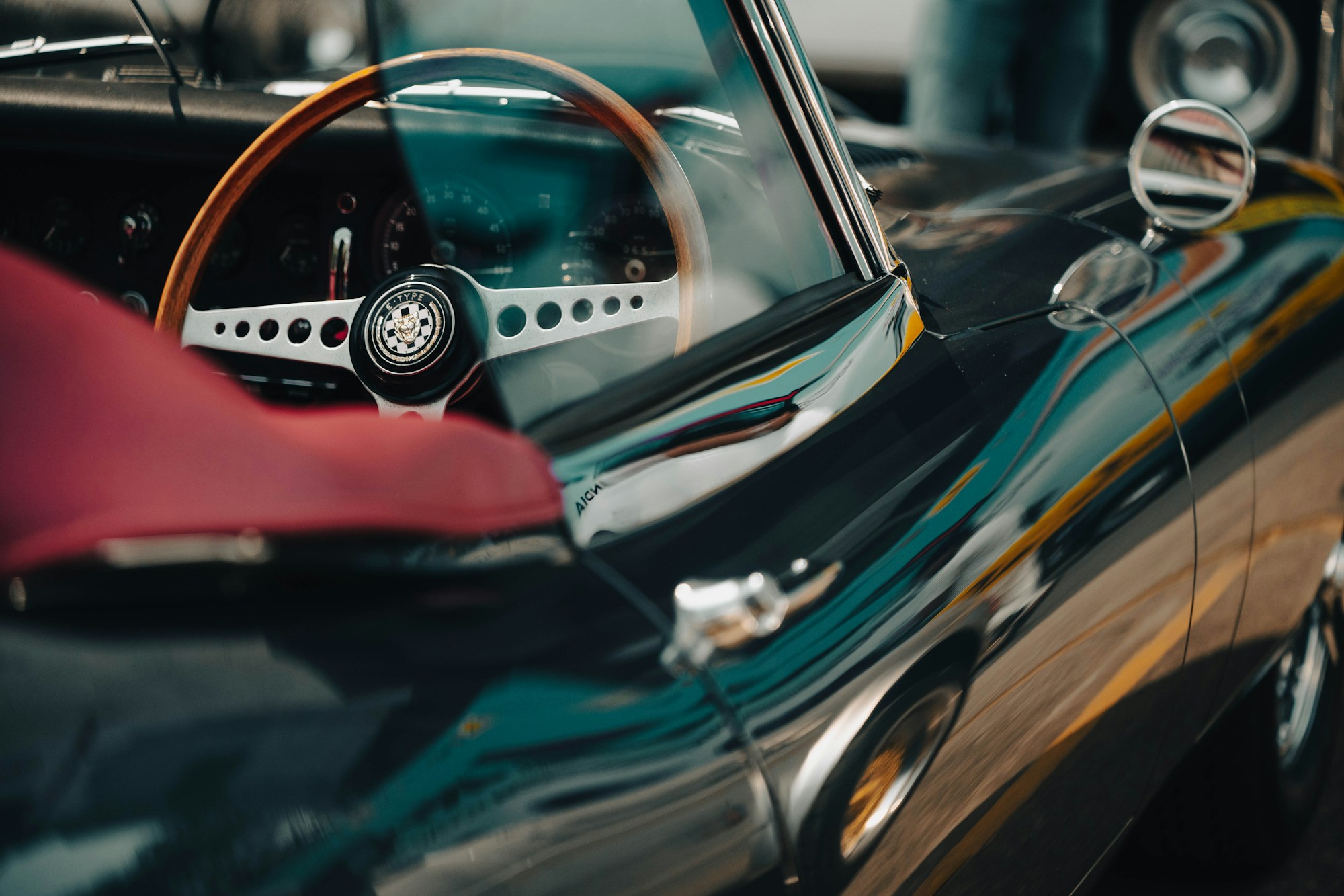 Close view of a vintage car interior