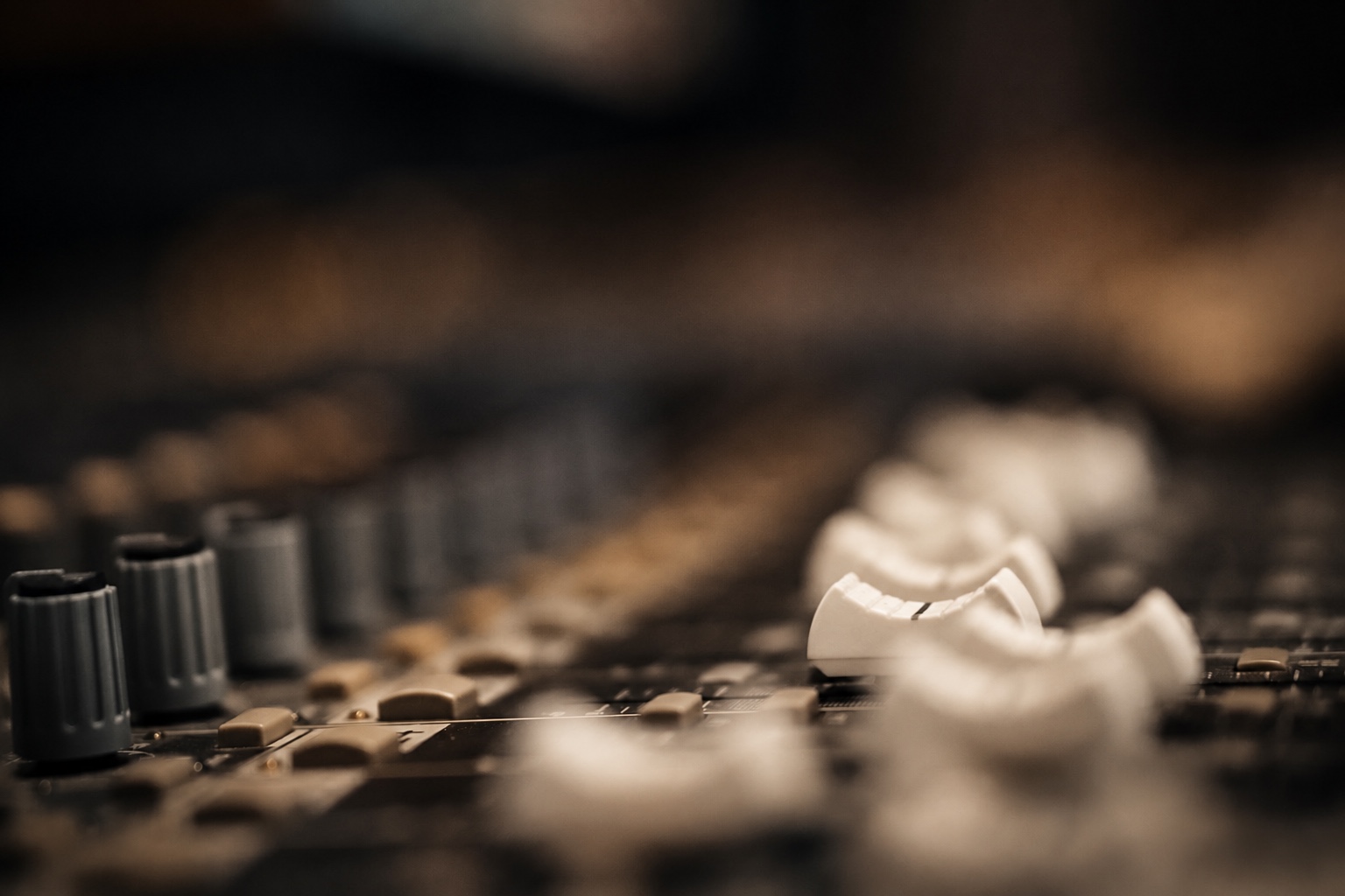 Detail shot of a professional recording console